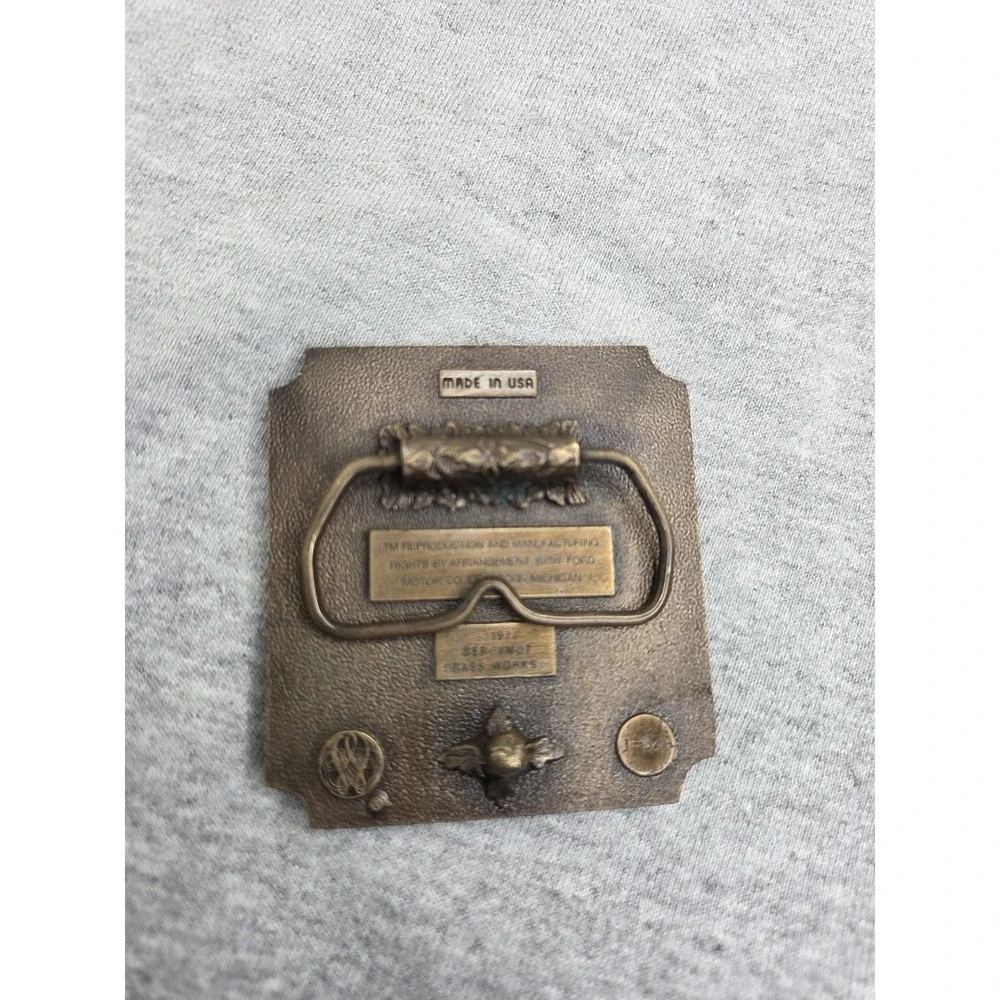 Vintage 1977 Ford Model T Solid Brass Bergamot Brass Works Belt Buckle Heavy
